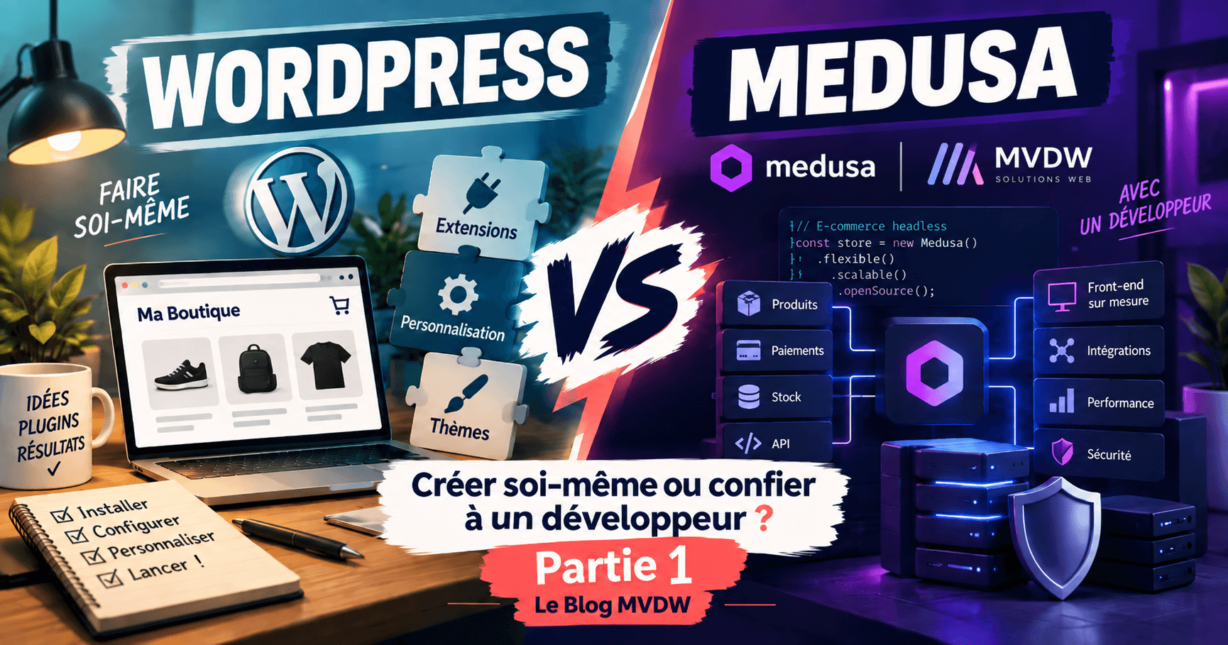 Comparaison entre WordPress et Medusa pour créer un site e-commerce soi-même ou le confier à un développeur — Partie 1